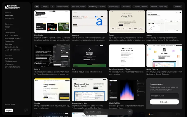 Screenshot of the DesignBookmark website (designbookmark.com)