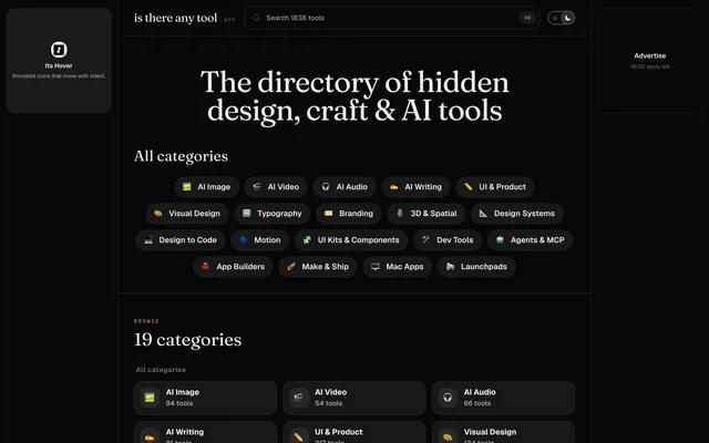 Screenshot of the Is There Any Tool website (isthereanytool.app)