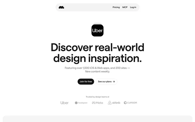 Screenshot of the Mobbin website (mobbin.com)