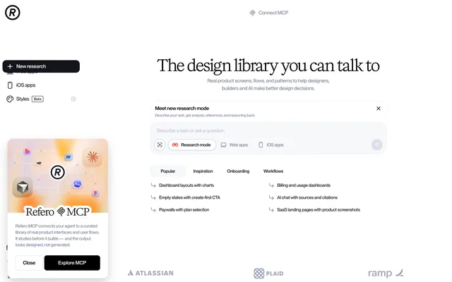 Screenshot of the Refero website (refero.design)